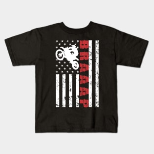 Motocross American Flag - US Sports Kids T-Shirt